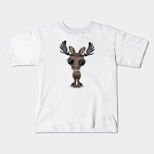 Cute Curious Baby Moose Kids T-Shirt